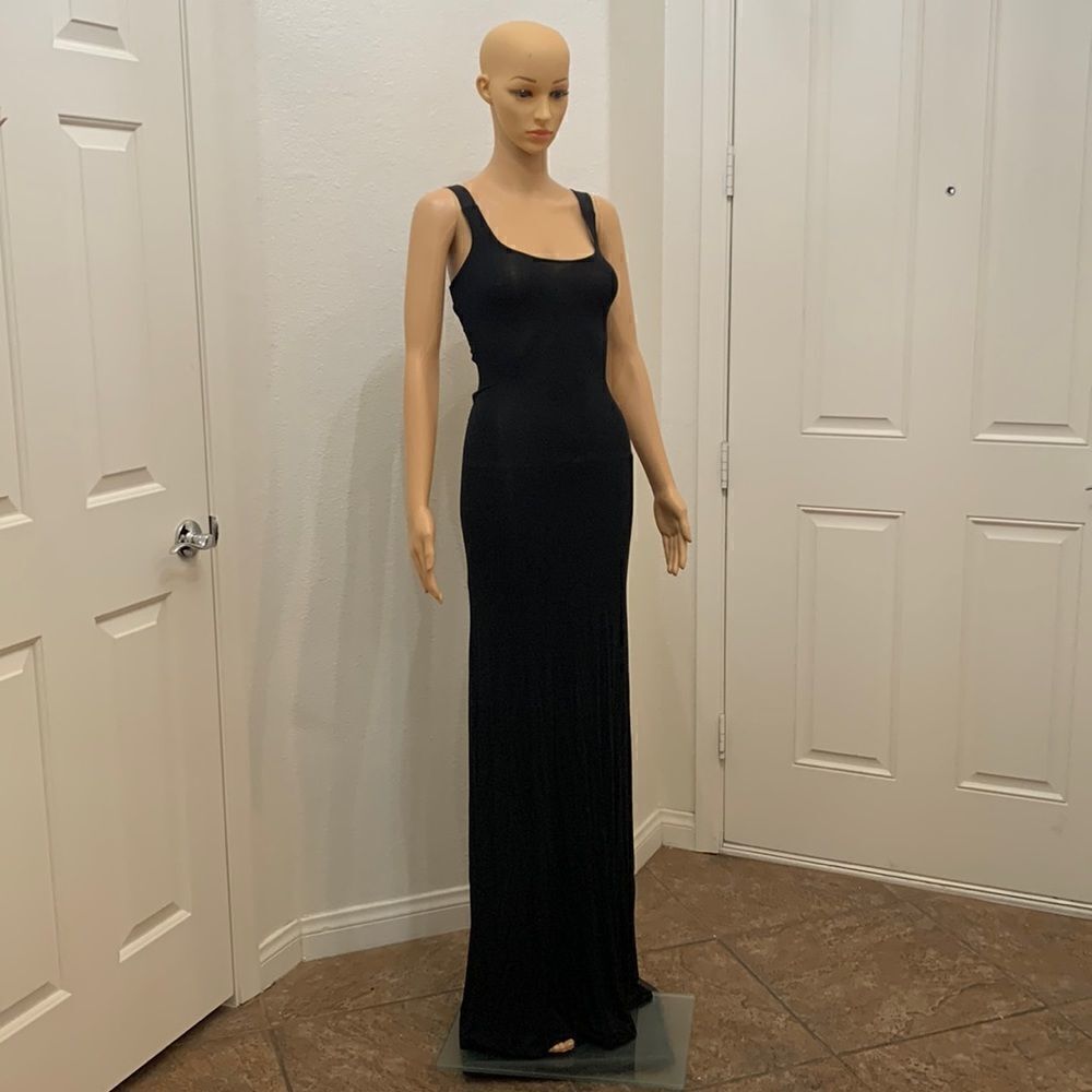 Tobi XS Little Black Scoop Neck Sexy Sleeveless Elastic Open Back Maxi Dress